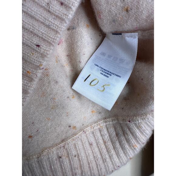 Land's End Cream Speckled Cashmere Mock Neck Sweater SMALL - Picture 4 of 6
